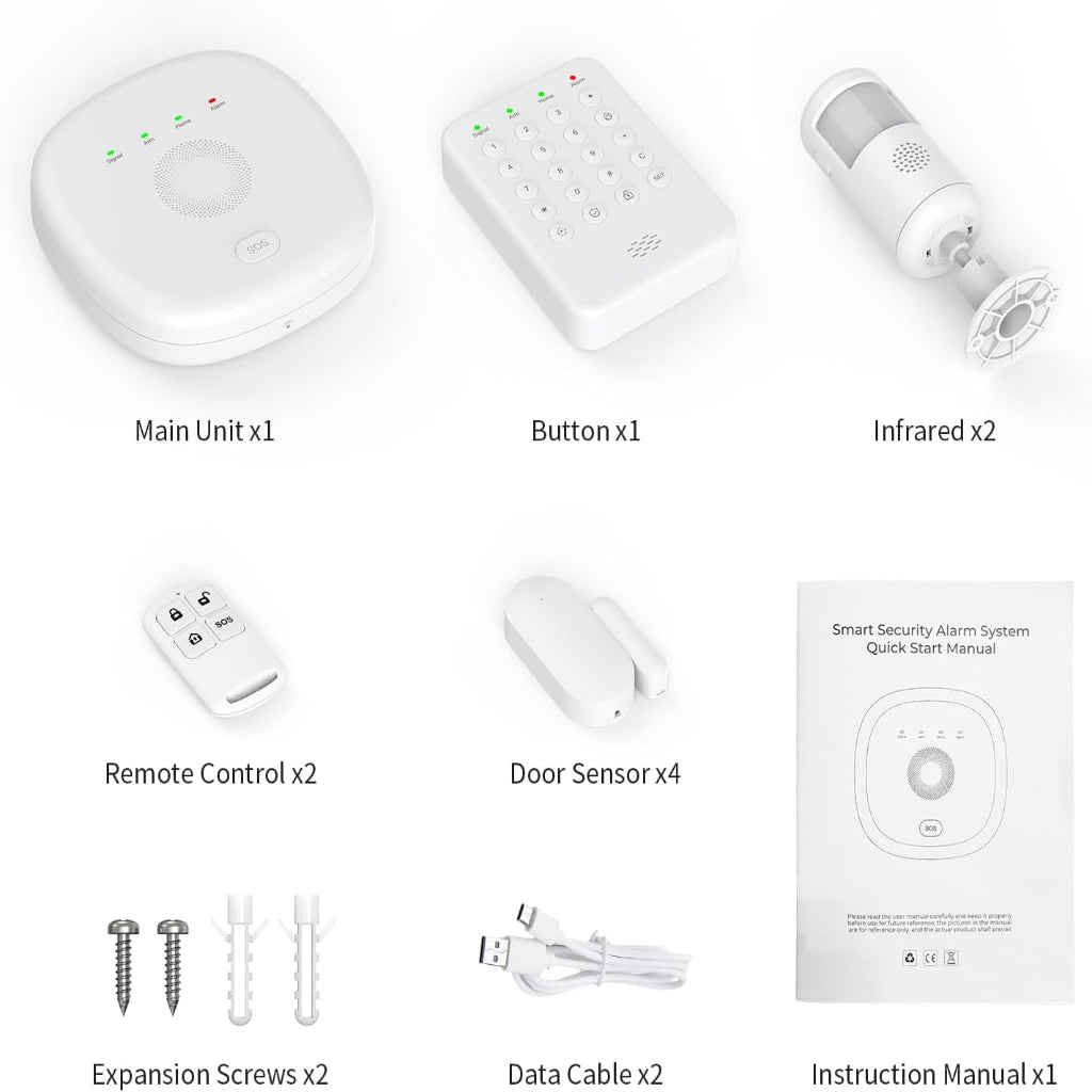 2026 Home Security System, 7-Piece Wireless Smart Alarm System Kit with Instant App Alerts & Wifi+Gsm/4G,Mobile App Control,Door/Window Sensors,Remote,Motion Detectors,Compatible with Alexa