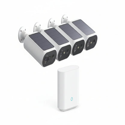 Solar Panel Built-In Smart Security Camera Kit-3Mp and Cross Camera Track with 32GB Storage Home Base, No Monthly Fee