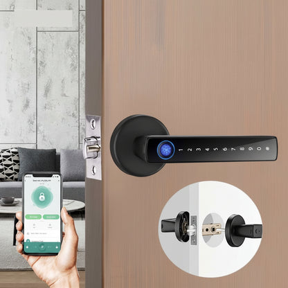 Smart Door Lock Handle with Fingerprint Key Card Digital Keypad Entry Electronic Lock