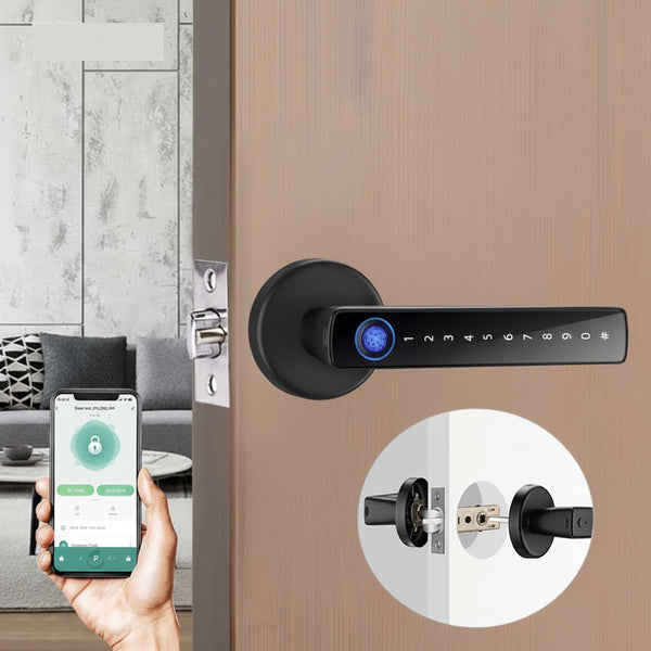 Smart Door Lock Handle with Fingerprint Key Card Digital Keypad Entry Electronic Lock