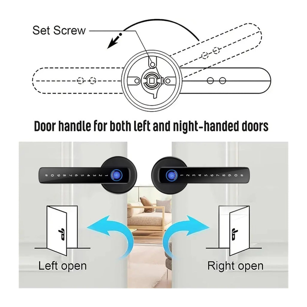 Smart Door Lock Handle with Fingerprint Key Card Digital Keypad Entry Electronic Lock