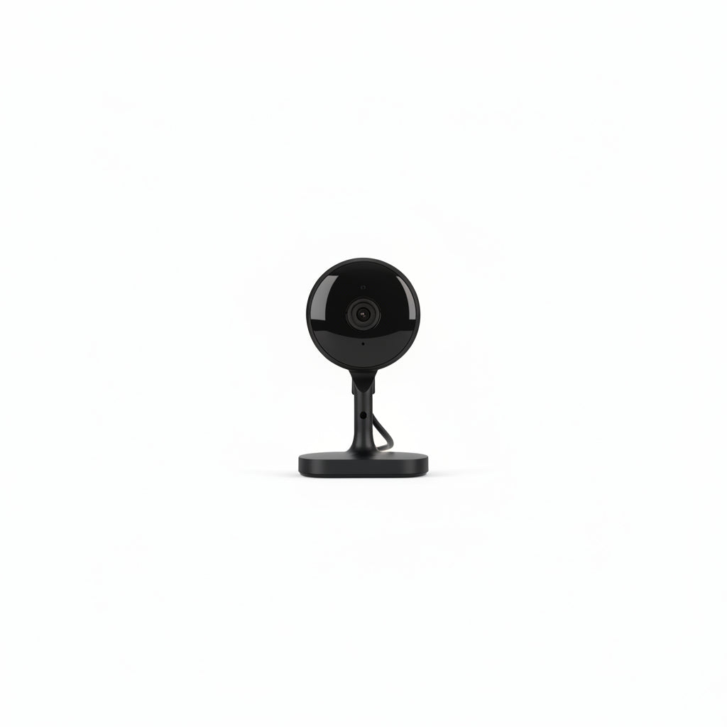 Wireless Indoor Plug-In Smart Security Camera with Night Vision, 2-Way Audio, Built-In Microphone & Speaker (Black)
