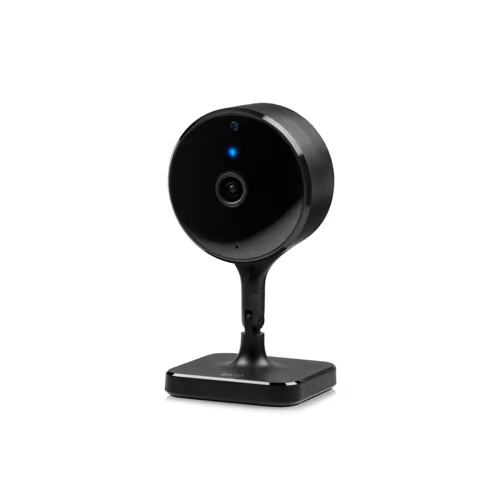 Wireless Indoor Plug-In Smart Security Camera with Night Vision, 2-Way Audio, Built-In Microphone & Speaker (Black)