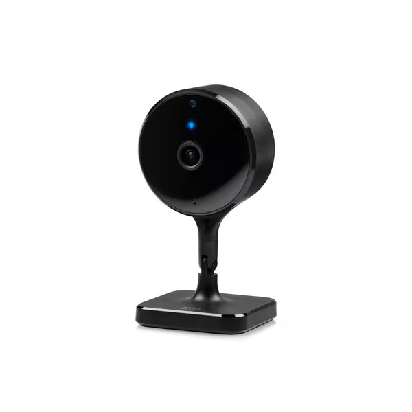 Wireless Indoor Plug-In Smart Security Camera with Night Vision, 2-Way Audio, Built-In Microphone & Speaker (Black)