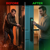 Fingerprint Double Two Side Waterproof Outdoor Smart Door Lock SUS Material for Slim Aluminum Swing Sliding Lock ,Long Lasting — Before & After