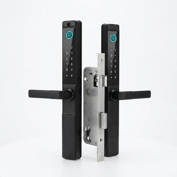 Fingerprint Double Two Side Waterproof Outdoor Smart Door Lock SUS Material for Slim Aluminum Swing Sliding Lock ,Long Lasting — Studio Shot