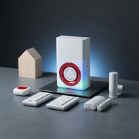 Smart Alarm System Whole-Home Security Kit, Wireless GSM Security Alarm Siren with Alarm Host, Infrared Motion, Door Window Sensor, Remote Controller, Alert with Auto Dial SMS — Studio Shot