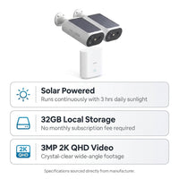 Solar Panel Built-In Smart Security Camera Kit - 3MP and Cross Camera Track with 32GB Storage Home Base, No Monthly Fee — Results & Stats