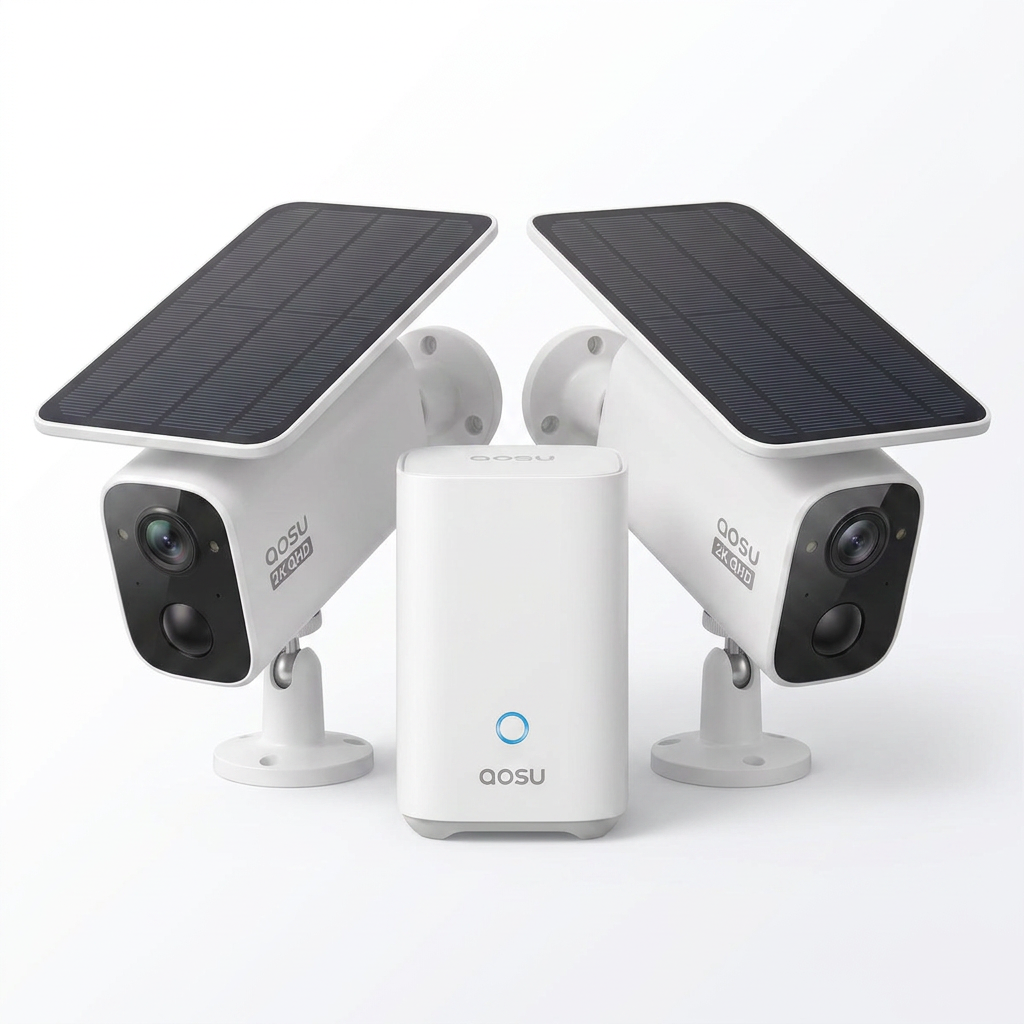 Solar Security Camera Kit Built for 24/7 Surveillance, 3MP Resolution, 360° PTZ, 32GB Storage, No Monthly Fees — Studio Shot