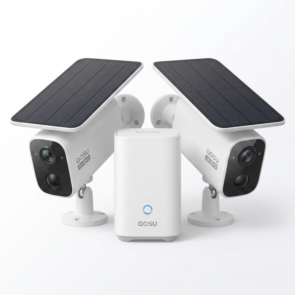 Solar Security Camera Kit Built for 24/7 Surveillance, 3MP Resolution, 360° PTZ, 32GB Storage, No Monthly Fees — Studio Shot