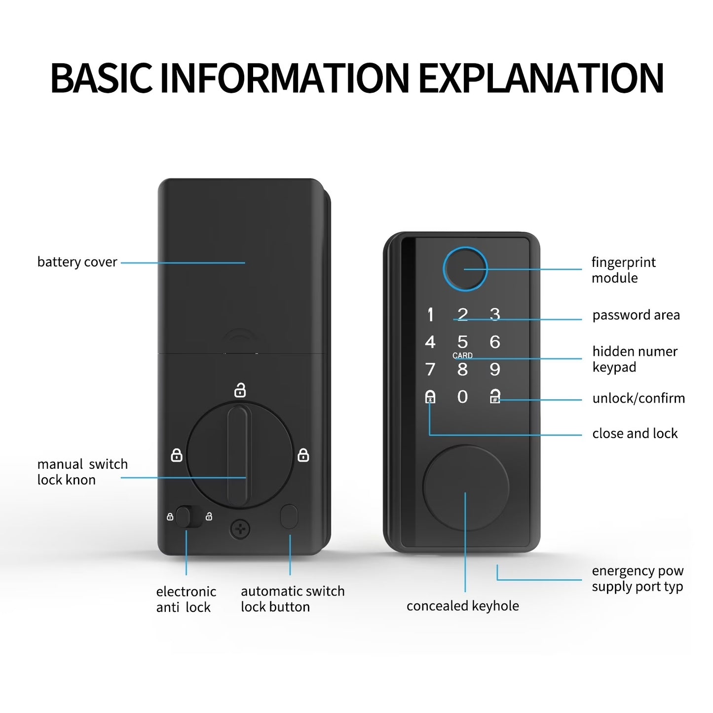 Smart Door Lock Electronic Door Lock Fingerprint Remote Unlocking Keyless Password Lock