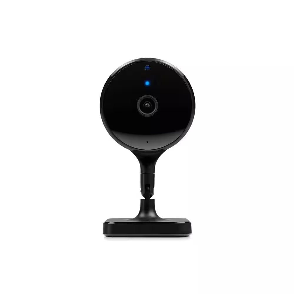 Wireless Indoor Plug-In Smart Security Camera with Night Vision, 2-Way Audio, Built-In Microphone & Speaker (Black)