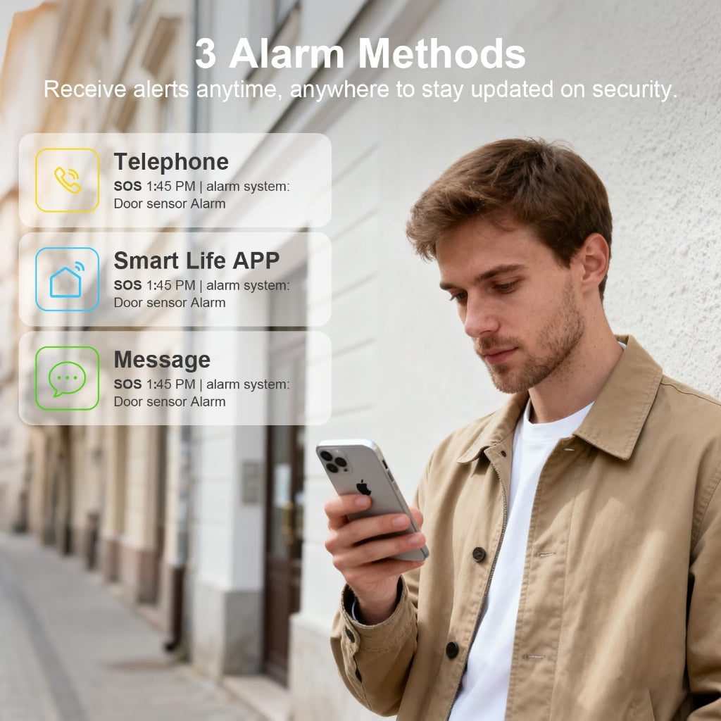2026 Home Security System, 7-Piece Wireless Smart Alarm System Kit with Instant App Alerts & Wifi+Gsm/4G,Mobile App Control,Door/Window Sensors,Remote,Motion Detectors,Compatible with Alexa