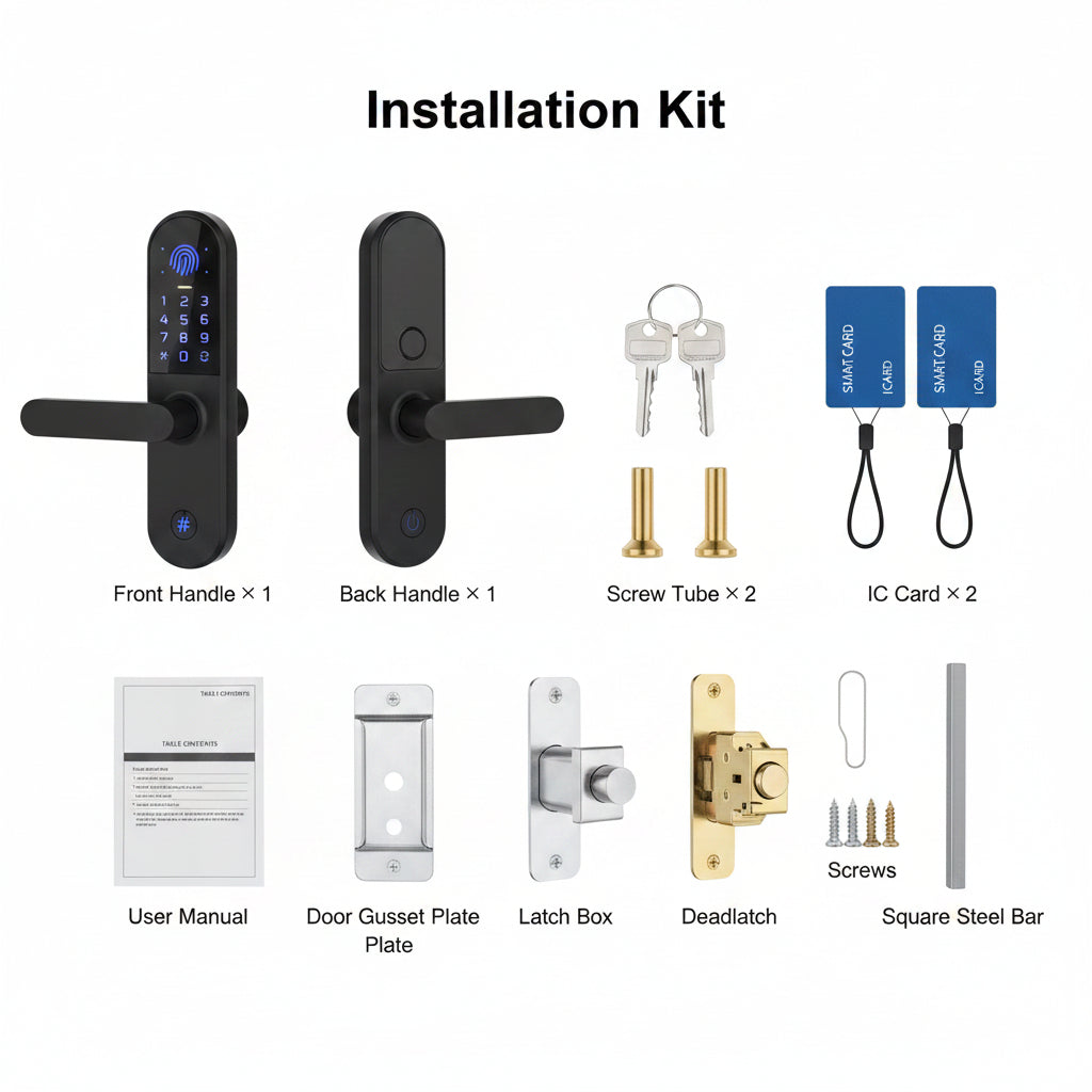 Smart Door Lock Handle with Fingerprint Key Card Digital Keypad Entry Electronic Lock